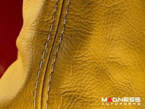 FIAT 500 eBrake Boot - Black Italy - Yellow Leather w/ White Stitching